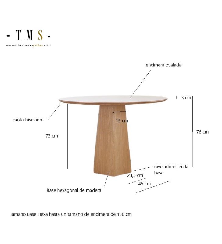 Table ovale Hexa avec pied central en bois et plateau blanc, noir..  - 6