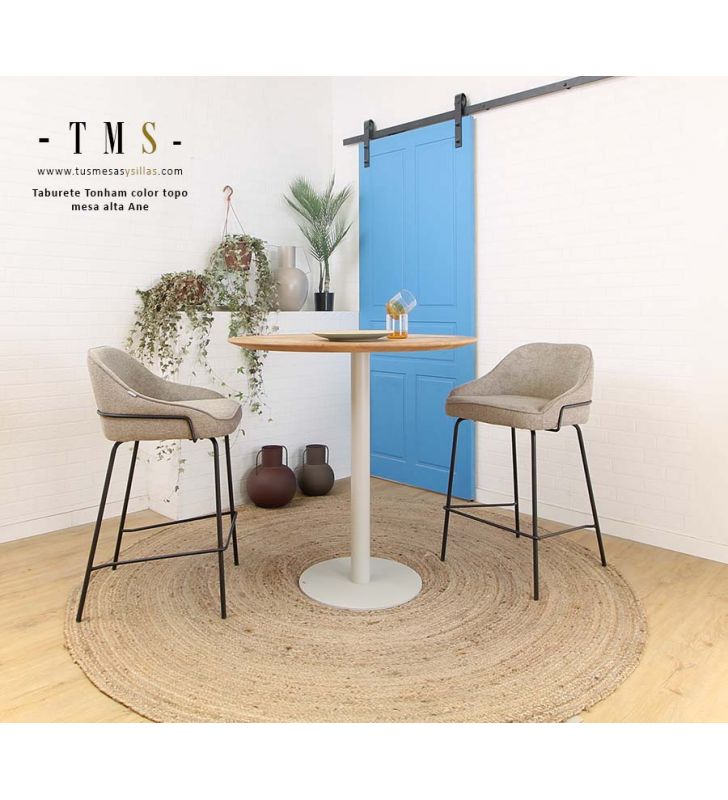 Tabouret haut confortable Tonham en taupe