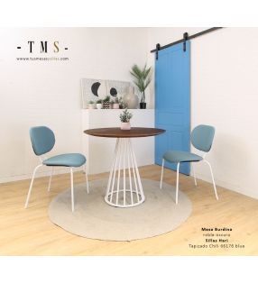 Chaise Hari rembourrée Chili 66176, structure bleue et blanche