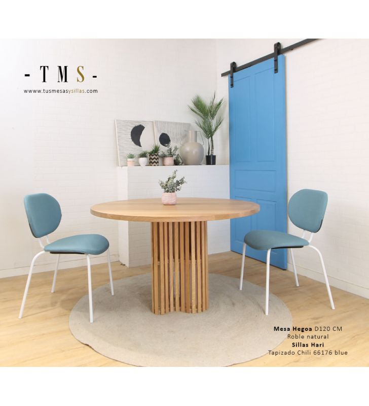 table ronde en chêne naturel, 120 cm de diamètre
