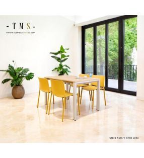 Mesa con pata metálica deslizante y extensible para cocina moderna, Aura  - 2