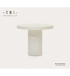 Table ronde en ciment blanc, diamètre 90 cm