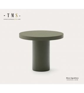 Table ronde en ciment vert, diamètre 90 cm