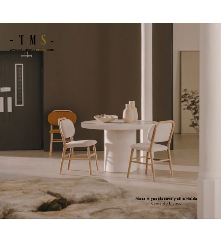 table en ciment blanc de 120 cm de diamètre