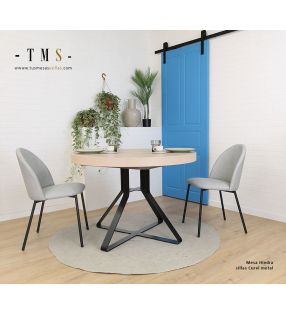 Tables à manger rondes extensibles avec pied en métal Ivy  - 1