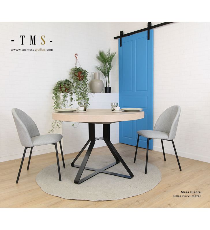 Mesas redondas comedor extensible con pie de metal Hiedra  - 1