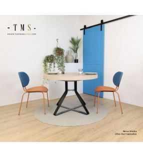 Tables à manger rondes extensibles avec pied en métal Ivy  - 2