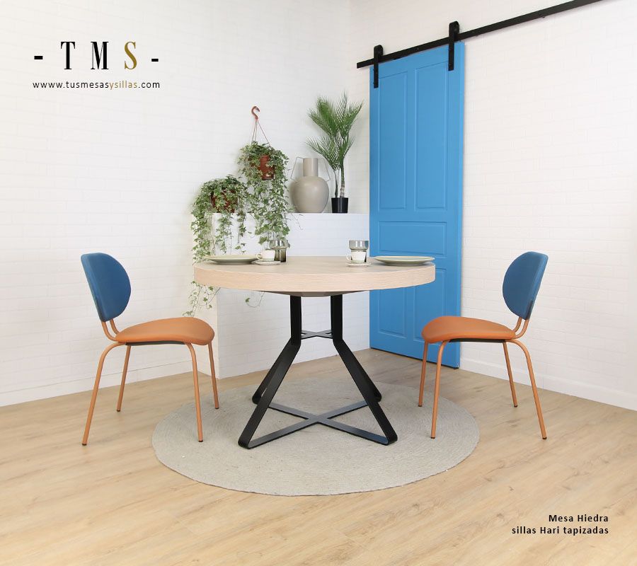 Mesas redondas comedor extensible con pie de metal Hiedra  - 2