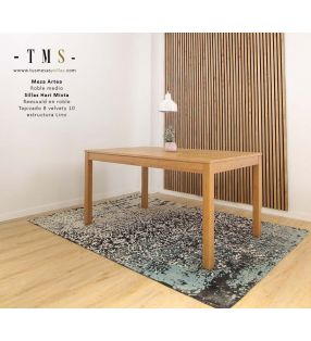 table extensible en bois, couleur chêne moyen