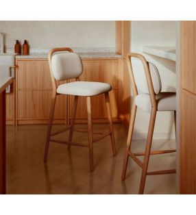 Taburete alto tapizado Helda con asiento y respaldo separados  - 12