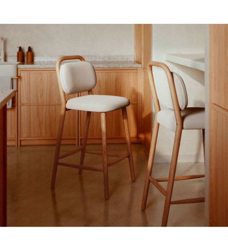 Taburete alto tapizado Helda con asiento y respaldo separados  - 12