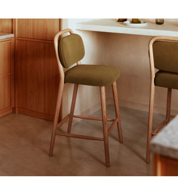 Taburete alto tapizado Helda con asiento y respaldo separados  - 16