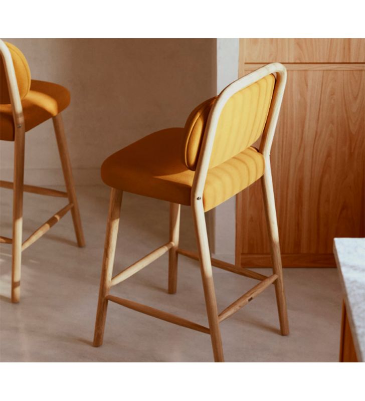 Taburete alto tapizado Helda con asiento y respaldo separados  - 17