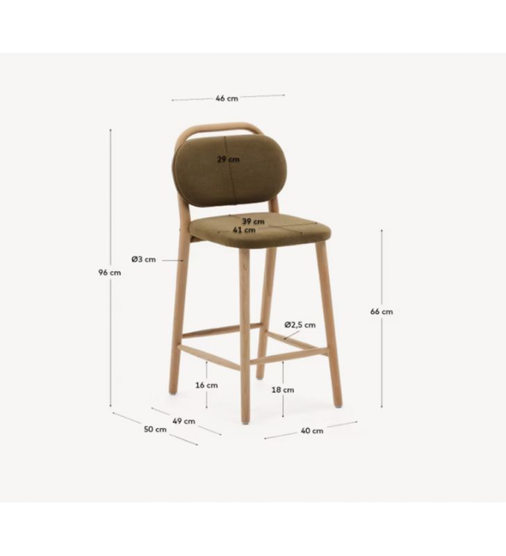 Taburete alto tapizado Helda con asiento y respaldo separados  - 21