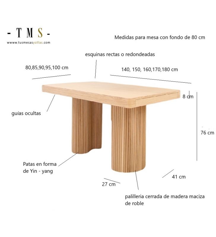 Table extensible HEGOA avec pieds Yin-Yang conçue pour les salles à manger  - 6