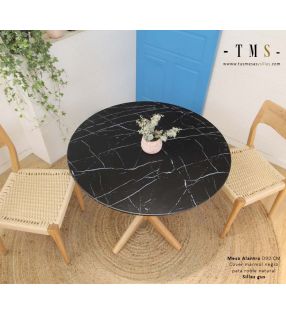 élégante table ronde en marbre noir