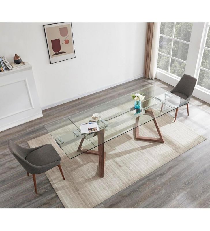 table extensible, verre transparent
