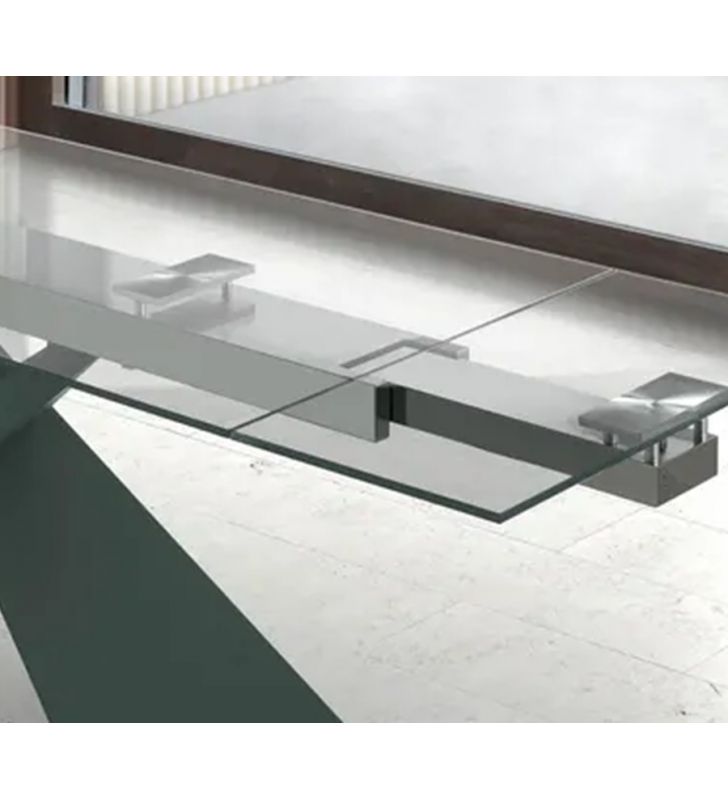 table extensible en verre transparent