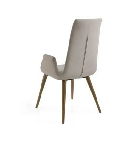 Beatle, chaise à dossier haut avec accoudoirs rembourrés et pieds en bois  - 4