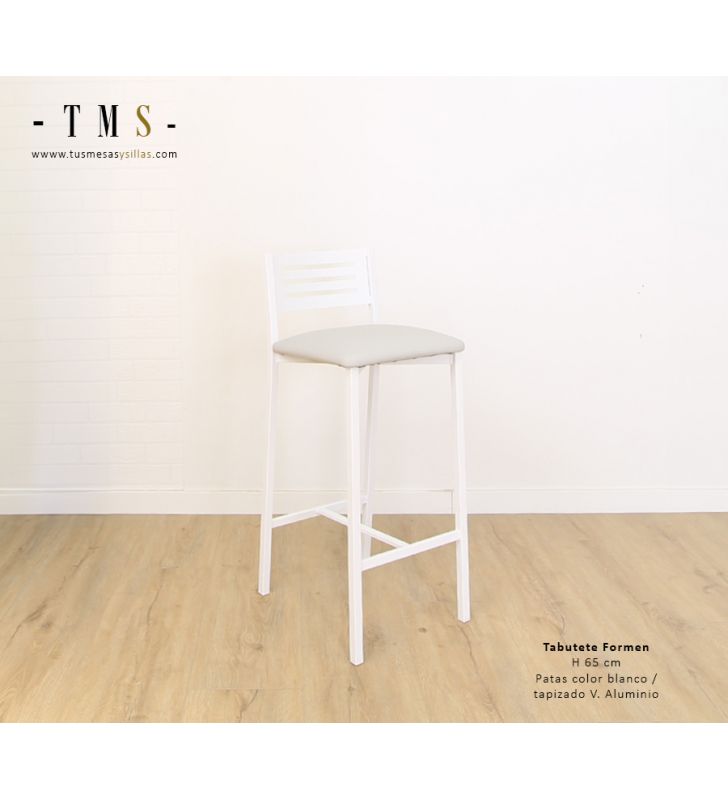 Tabouret Formen avec dossier et assise rembourrés