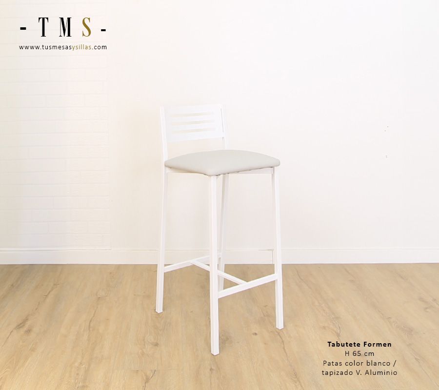 Tabouret Formen avec dossier et assise rembourrés