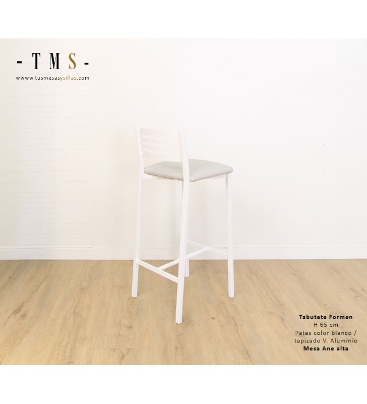 Tabouret Formen, blanc, avec assise rembourrée, Valencia, aluminium