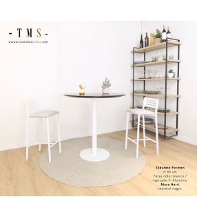 table ronde en marbre noir