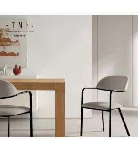 Silla de comedor con brazos, con asiento y respaldo tapizados y divididos  - 4