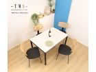 table de cuisine avec pieds ronds et coins arrondis
