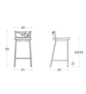 Dimensions du tabouret haut Fiore