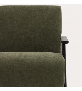 Fauteuil vert rembourré avec cadre noir