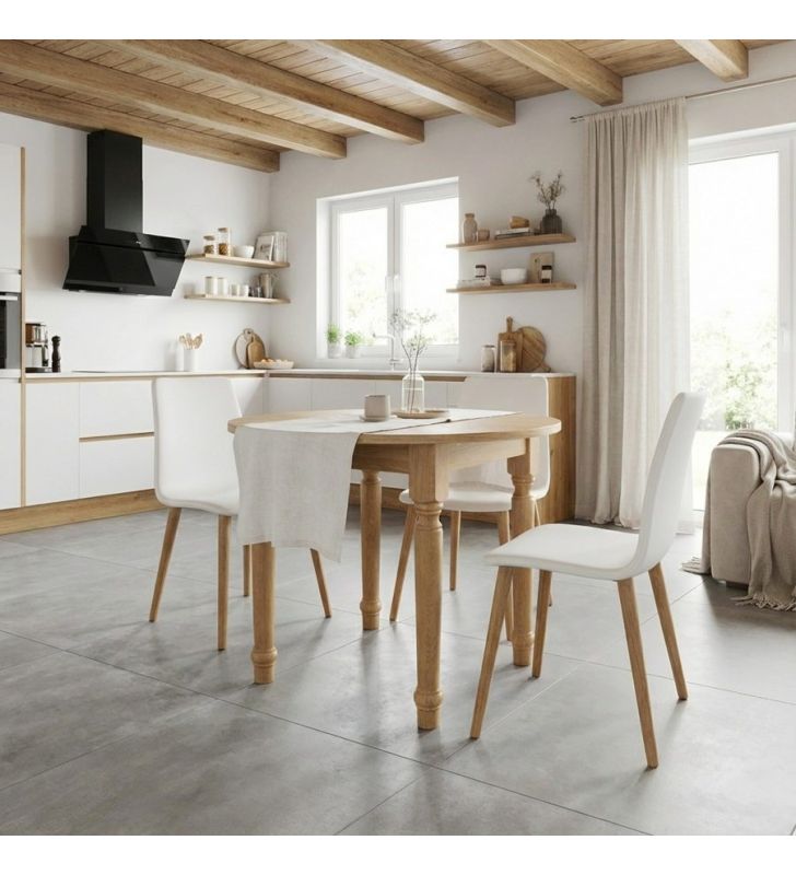 table ronde à pieds tournés