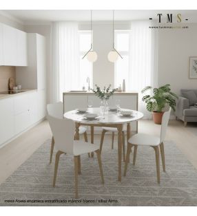 table ronde avec comptoir en marbre