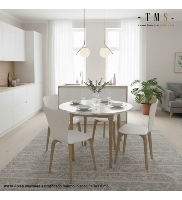 table ronde avec comptoir en marbre