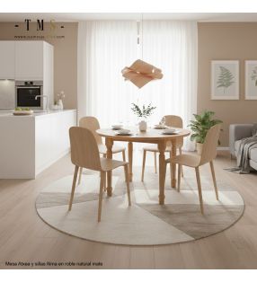 ensemble table ronde et chaises en chêne