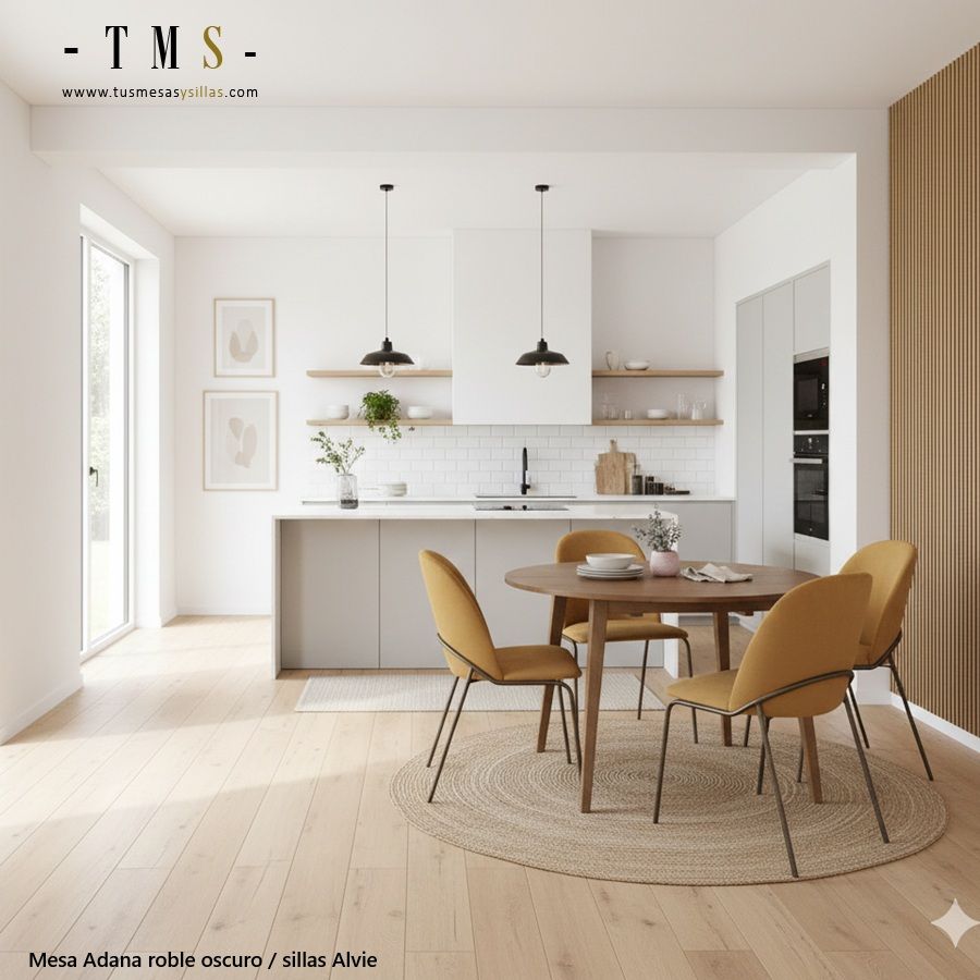 Mesa-redonda-de-comedor-encimera-lacada-en-blanco-y-patas-en-madera-maciza Mesa-redonda-de-comedor-encimera-lacada-en-blanco-y-patas-en-madera-maciza