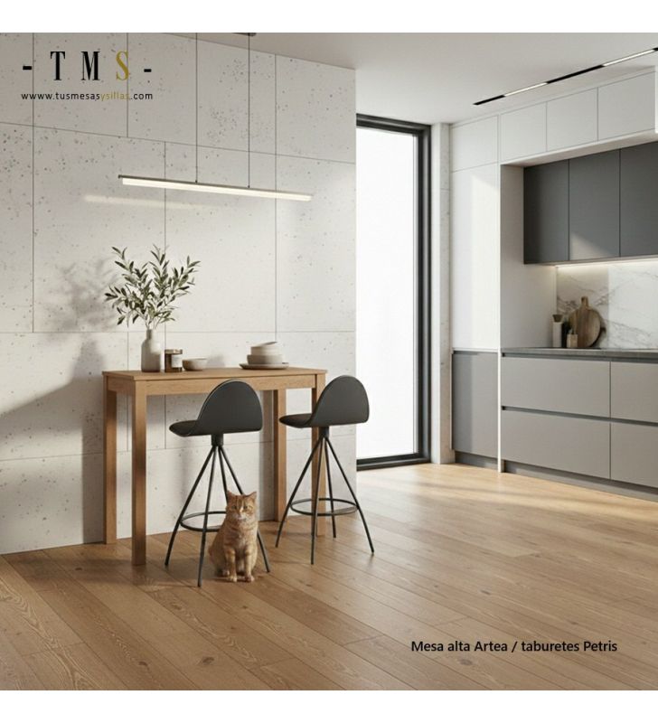 table haute fixée au mur - bois