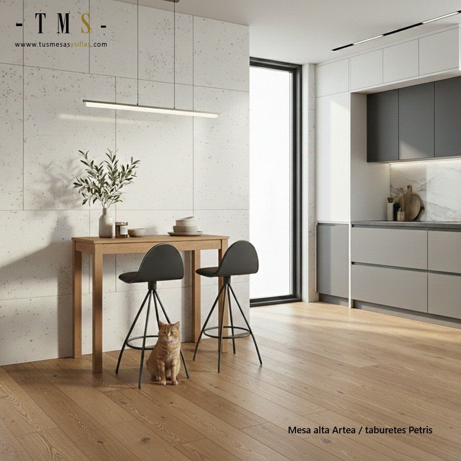 table haute fixée au mur - bois