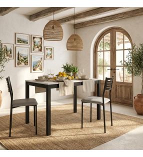 chaises noires avec assises grises