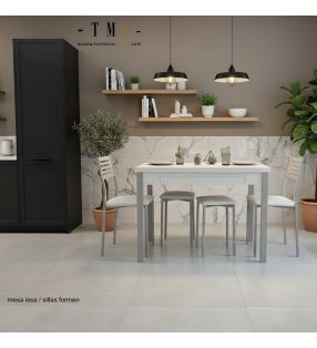 chaises de cuisine, aluminium, blanches