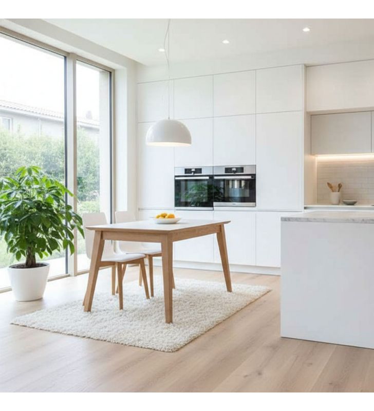 Table de cuisine avec pieds en bois massif