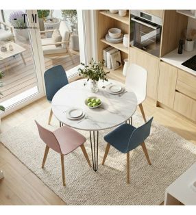 table de cuisine ronde blanche