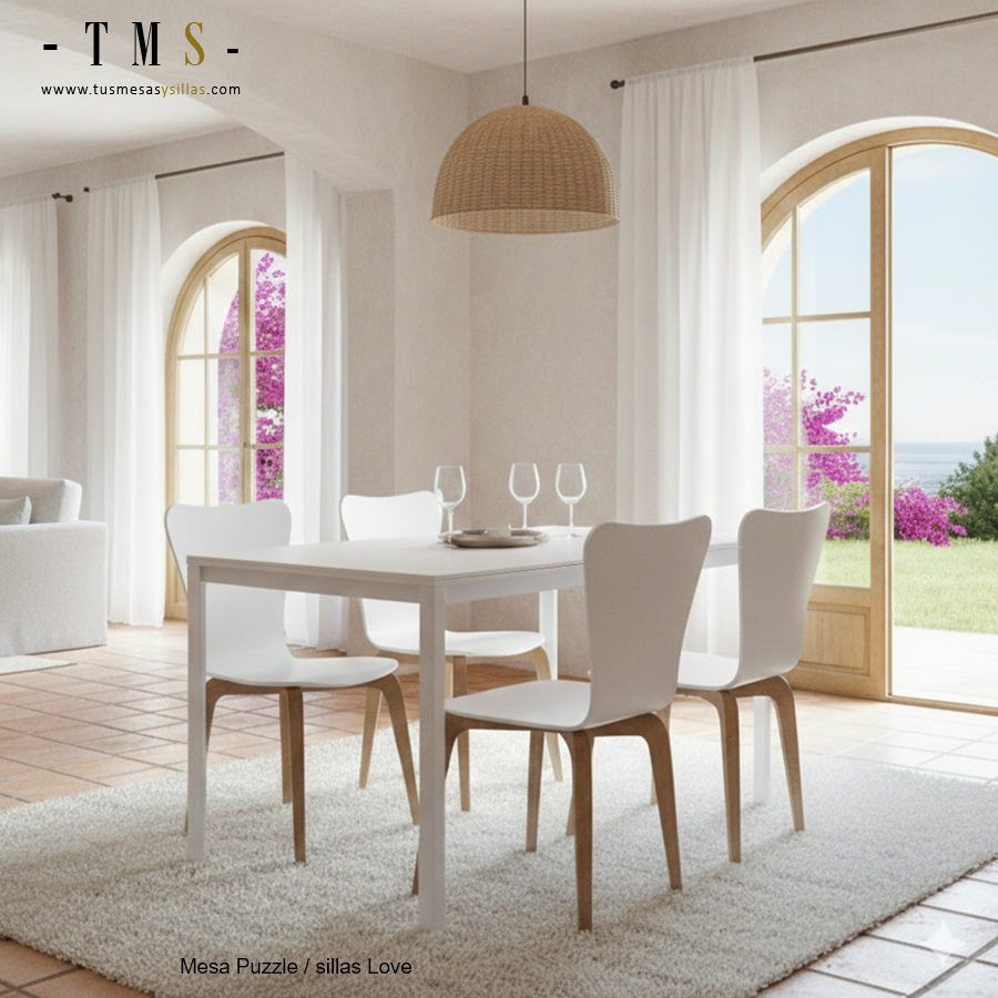 Mesa Puzzle de cancio extensible de cocina con extensión de una pieza