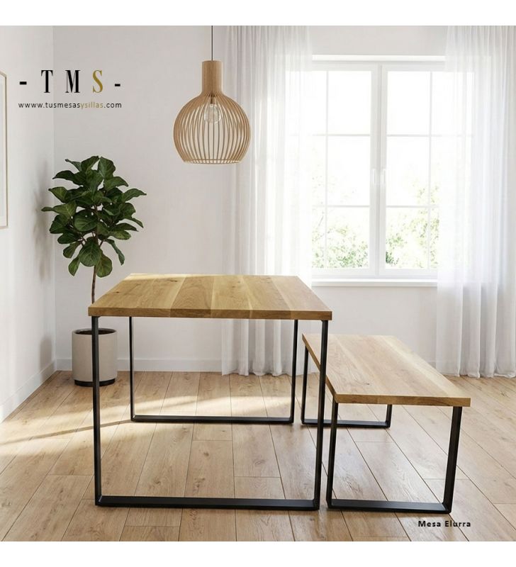 mesa-de-madera-maciza-elurra-con-banco-corrido-a-juego mesa-de-madera-maciza-elurra-con-banco-corrido-a-juego