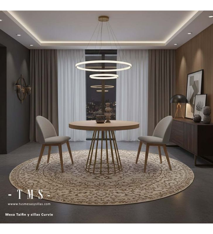 mesa-elegante-de-comedor-con-pata-central-metálica-dorada