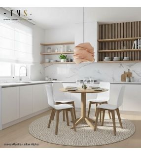 table ronde, bois massif