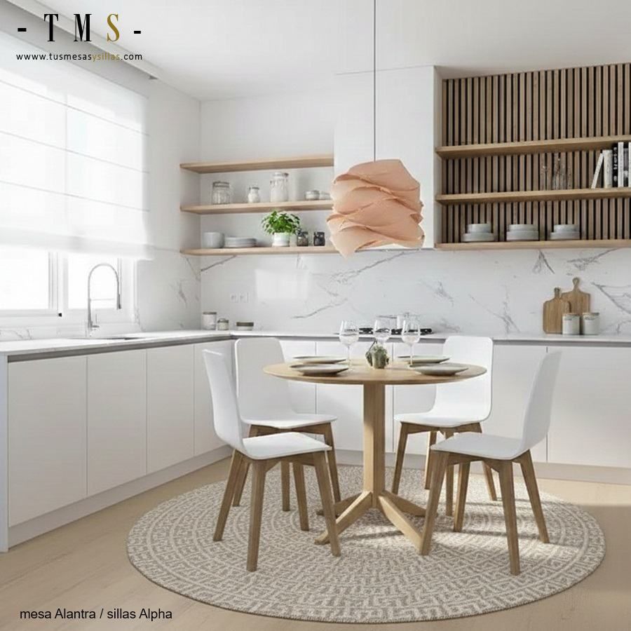 table ronde, bois clair table ronde, bois clair