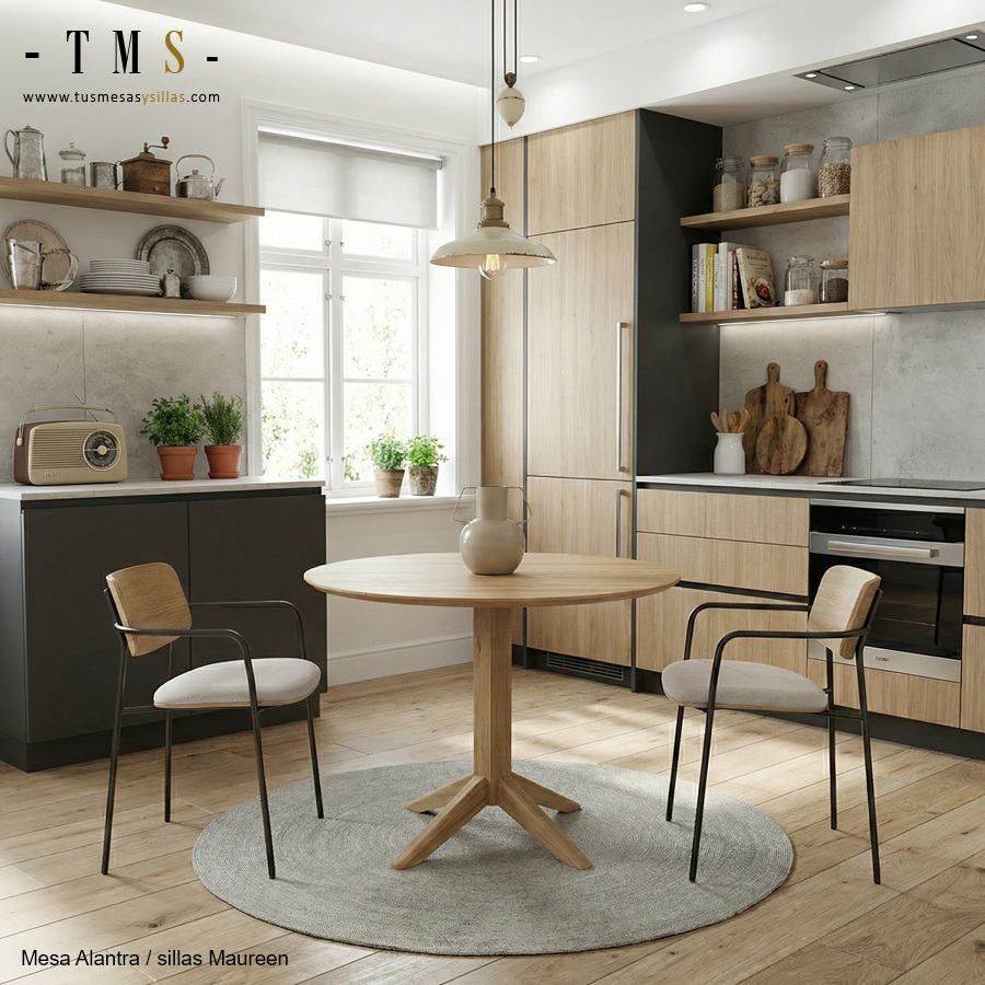 table ronde, bois clair table ronde, bois clair