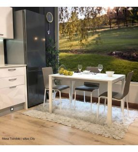 Table blanche extensible 130x70