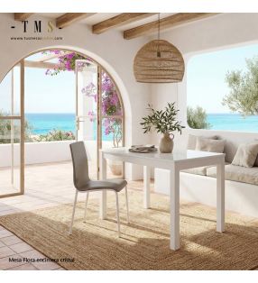 table blanche avec plateau en verre